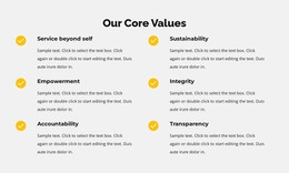 Our Core Values In List