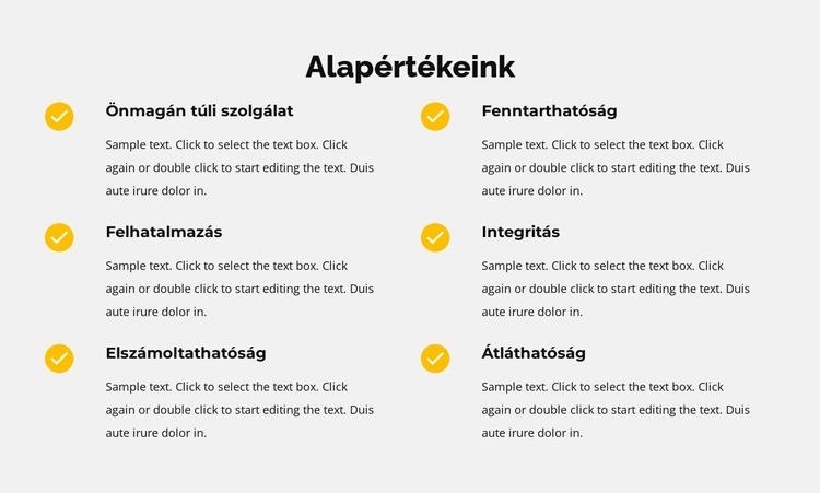 Alapértékeink a listán HTML Sablon