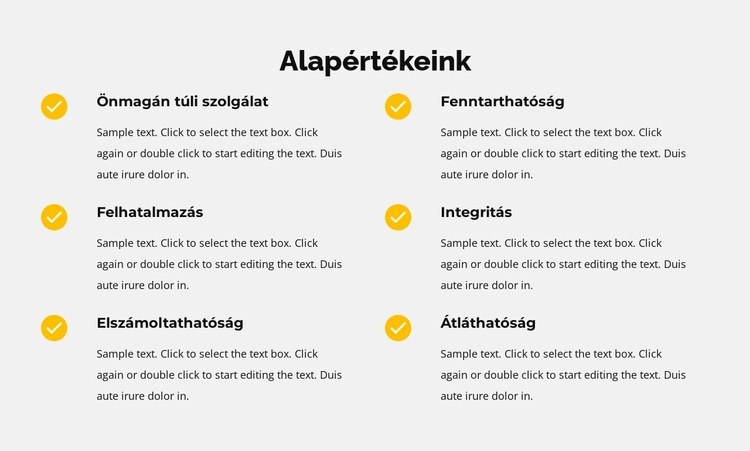 Alapértékeink a listán WordPress Téma