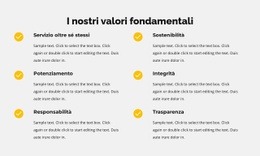 Il Costruttore Di Siti Web Più Creativo Per I Nostri Valori Fondamentali In Elenco