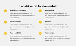 I Nostri Valori Fondamentali In Elenco - Modello Web Moderno