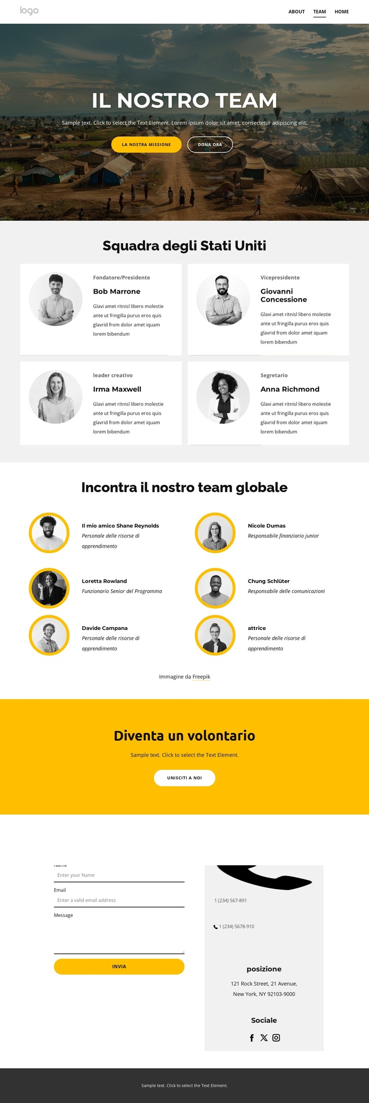 incontra il nostro team globale Modello di sito Web