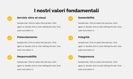 I Nostri Valori Fondamentali In Elenco - Funzionalità Tema WordPress