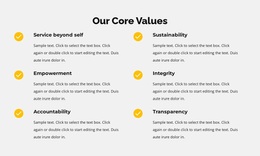 Our Core Values In List