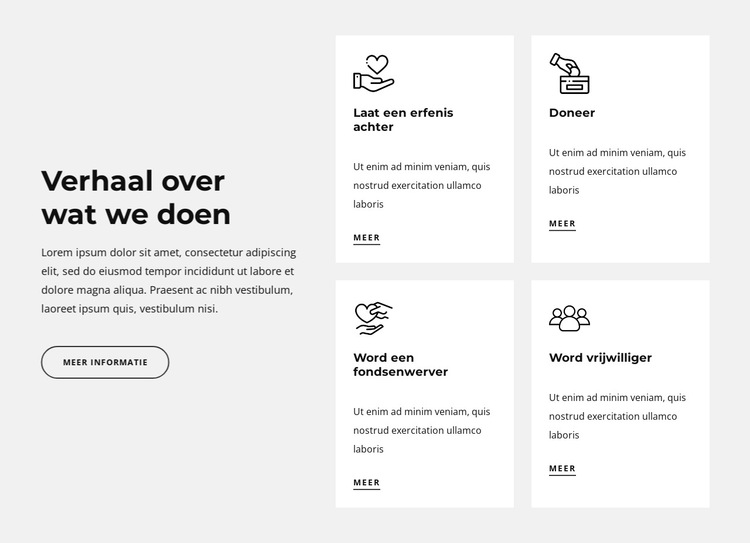 Verhaal over wat wij doen Website sjabloon