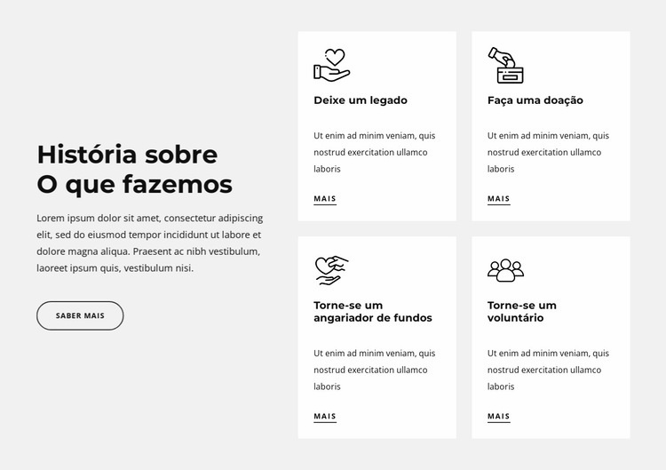 História sobre o que fazemos Design do site