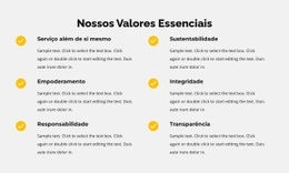 Nossos Valores Fundamentais Na Lista - Design Do Site