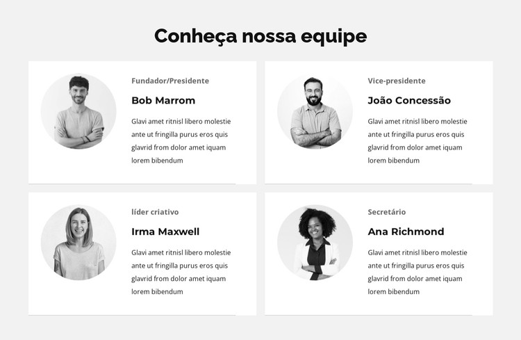 Nossa equipe especial Template CSS