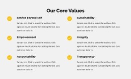 Our Core Values In List