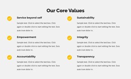 Our Core Values In List