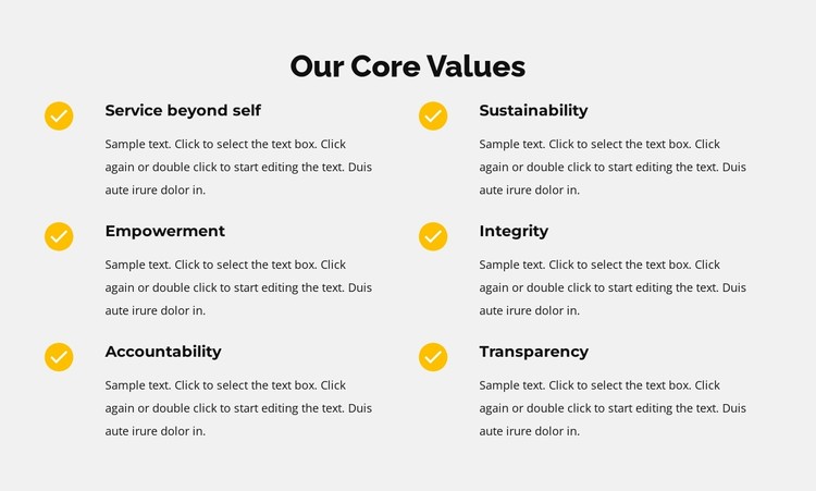 Our core values in list Static Site Generator