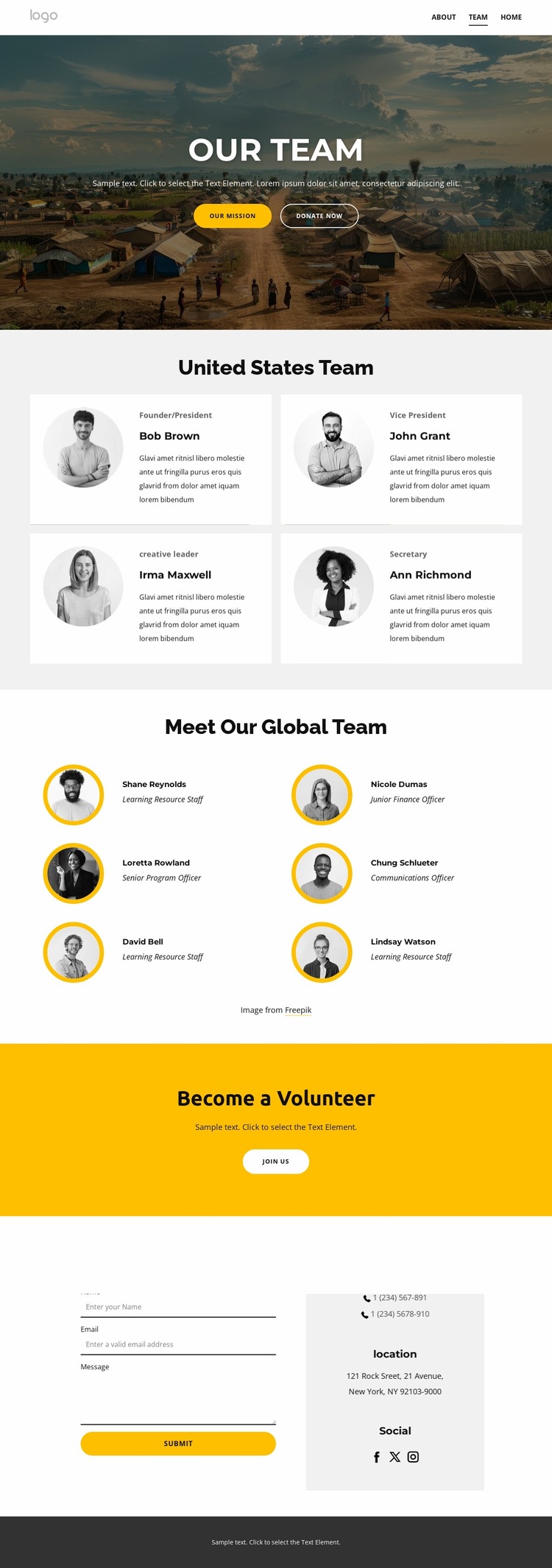 meet our global team Website Mockup