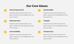 Our Core Values In List