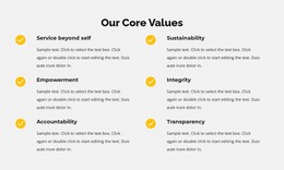 Our Core Values In List