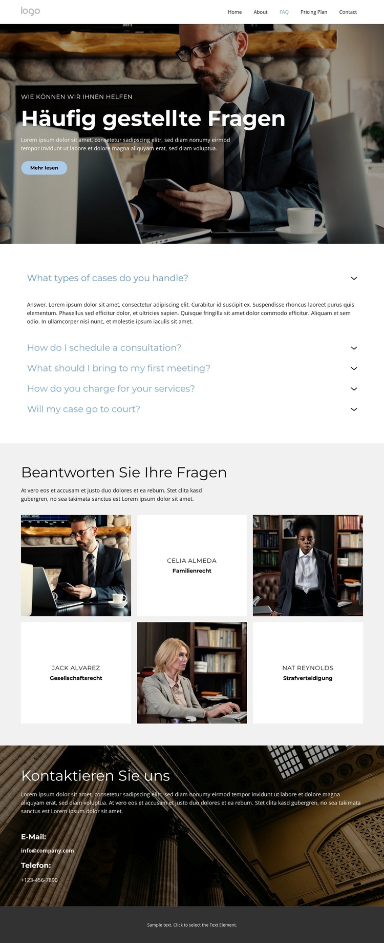 Vertrauenswürdige Rechtsberater Website-Vorlage