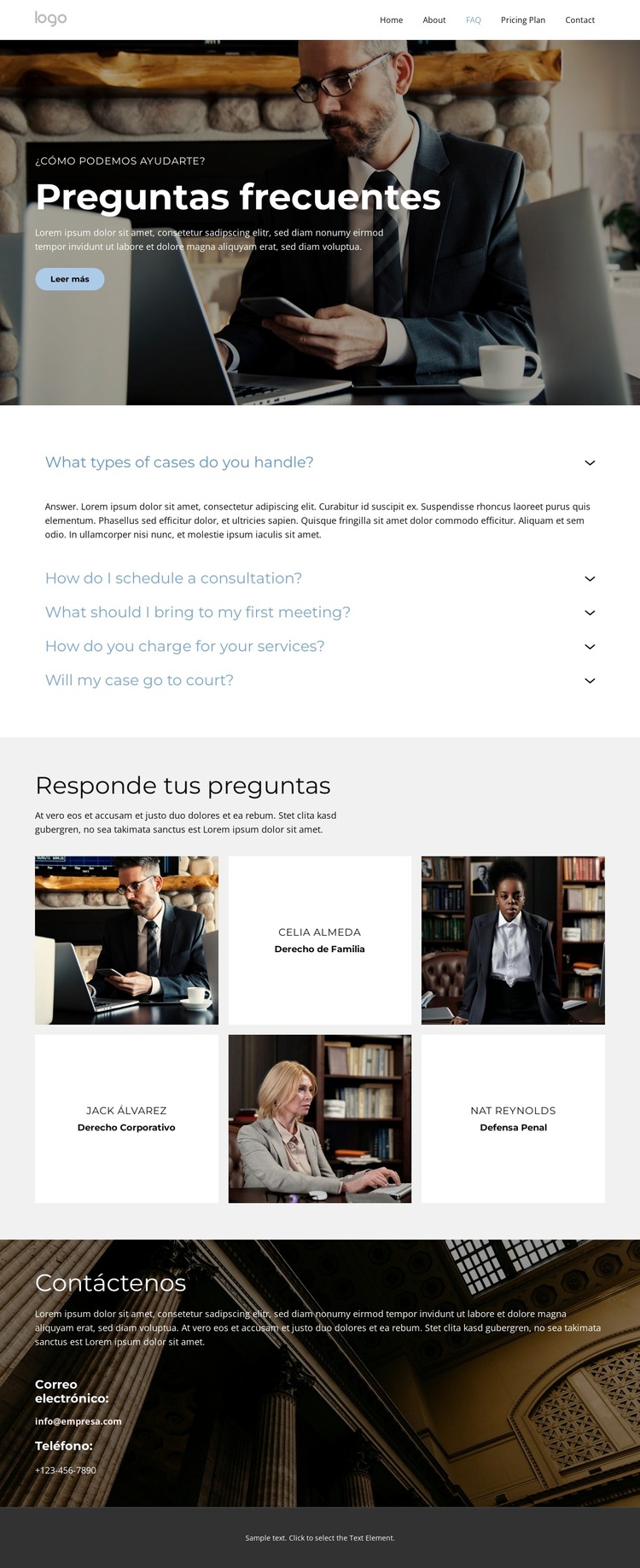 Asesores legales de confianza Plantilla de sitio web