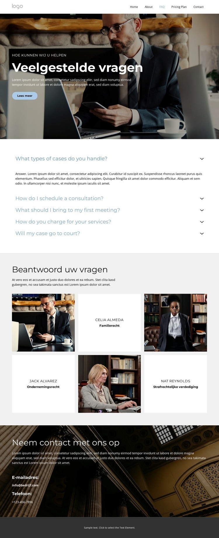 Betrouwbare juridische adviseurs Website mockup