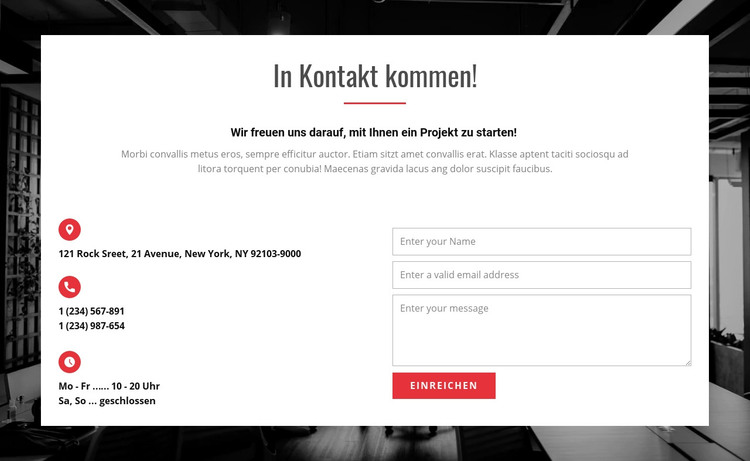 Ihre Telefonnummer und E-Mail-Adresse HTML-Vorlage