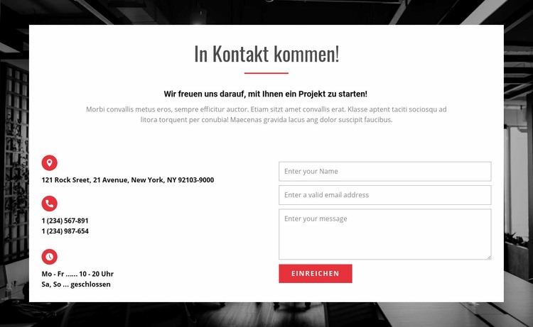 Ihre Telefonnummer und E-Mail-Adresse Website Builder-Vorlagen