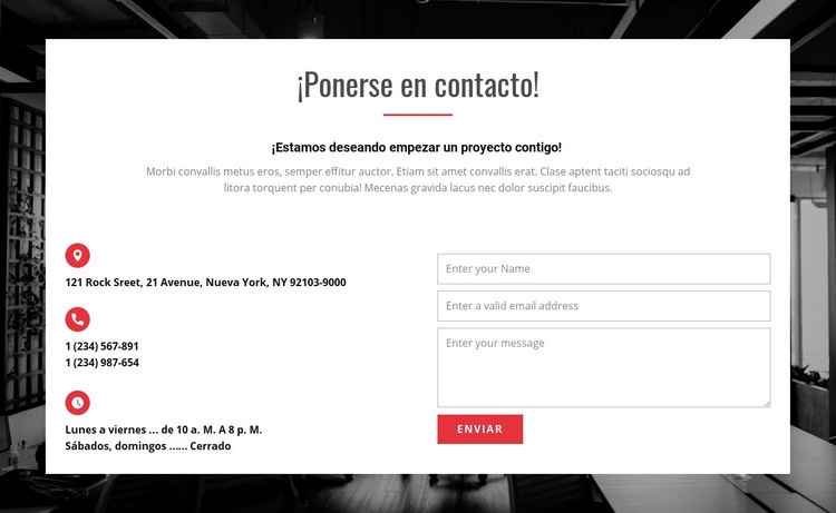 Su número de teléfono y dirección de correo electrónico. Creador de sitios web HTML