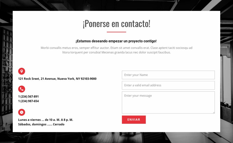 Su número de teléfono y dirección de correo electrónico. Plantilla Joomla