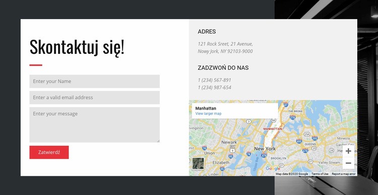 Opcje kontaktu Szablony do tworzenia witryn internetowych