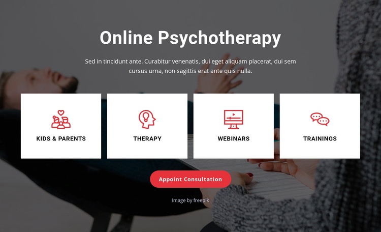Terapi från din soffa Html webbplatsbyggare