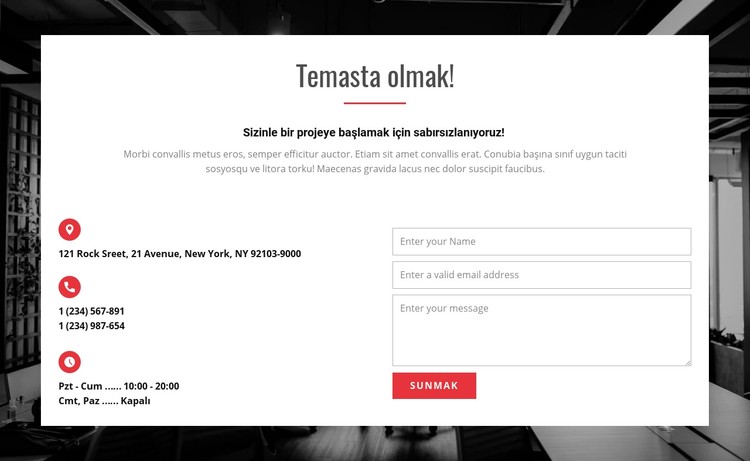 Telefon numaranız ve e-posta adresiniz CSS Şablonu