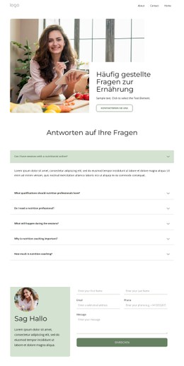 FAQs Zur Ernährung CSS-Layoutvorlage