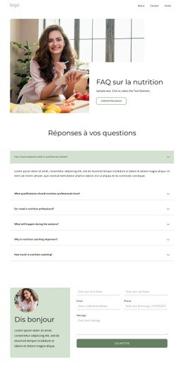 Questions Fréquentes Sur La Nutrition - HTML Website Builder