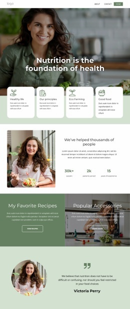 Premium Homepage Design For Qualified Nutritional Therapist