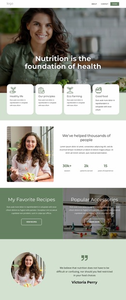 Qualified Nutritional Therapist - Customizable Professional Website Builder