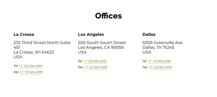 Offices  addresses CSS Template