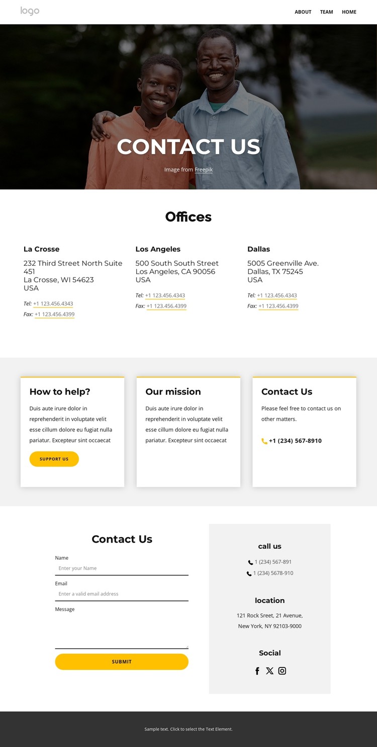 Contact us page CSS Template