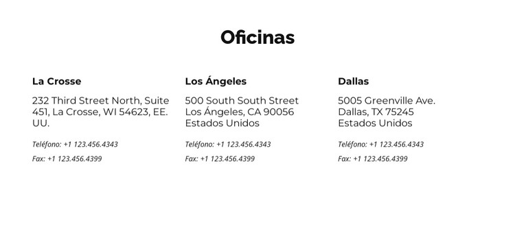 Direcciones de oficinas Plantilla CSS