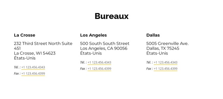 Adresses des bureaux Modèle HTML