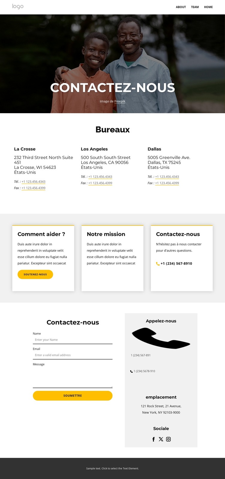 Page de contact Modèle HTML