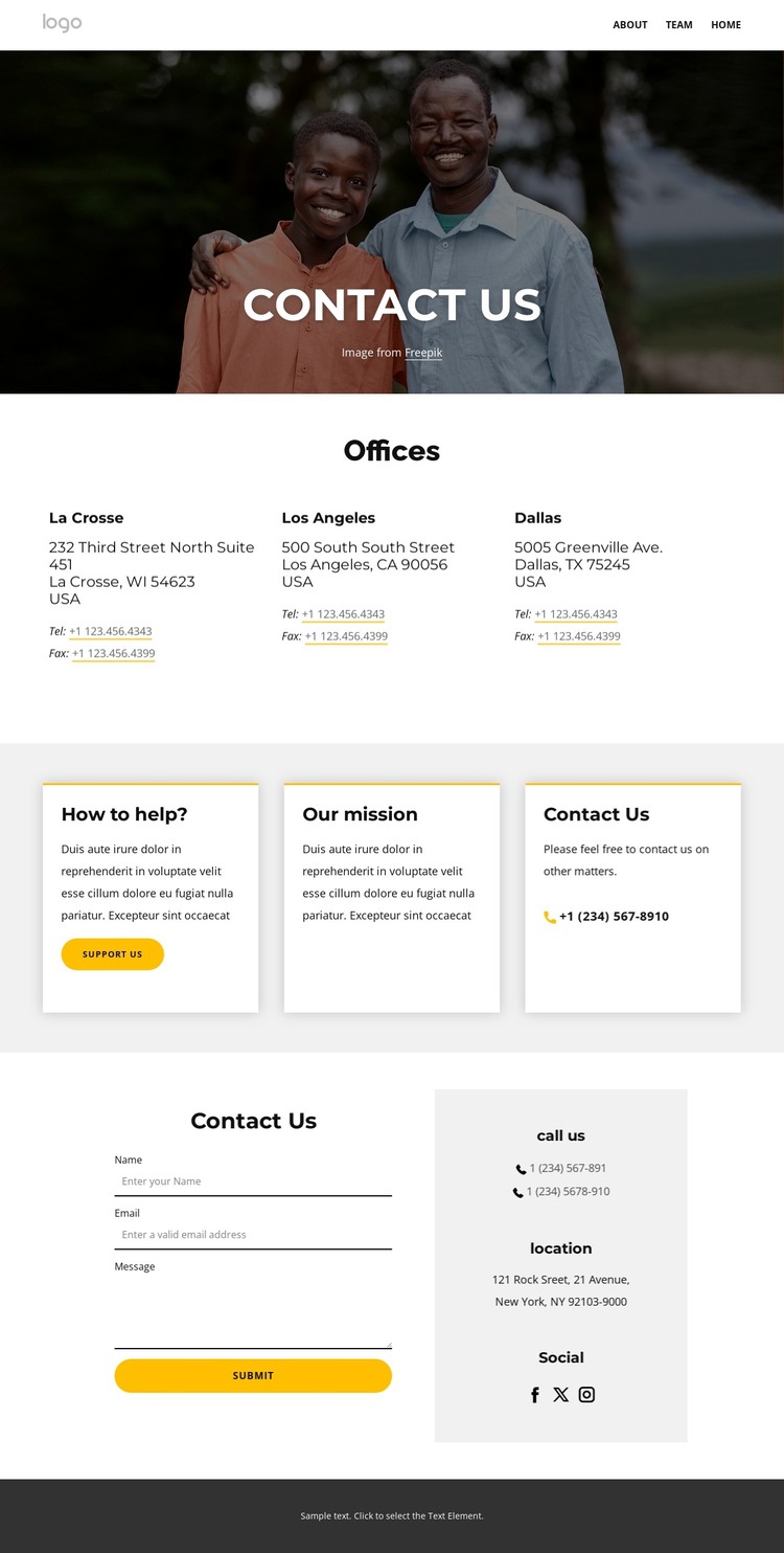 Contact us page HTML Template