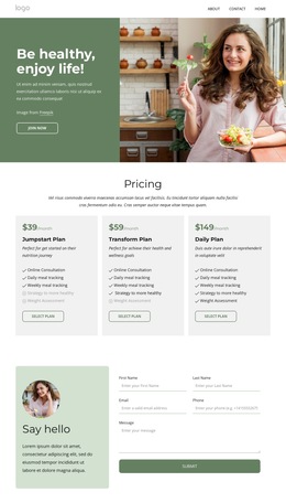 HTML5 Theme For Health Nutritionist