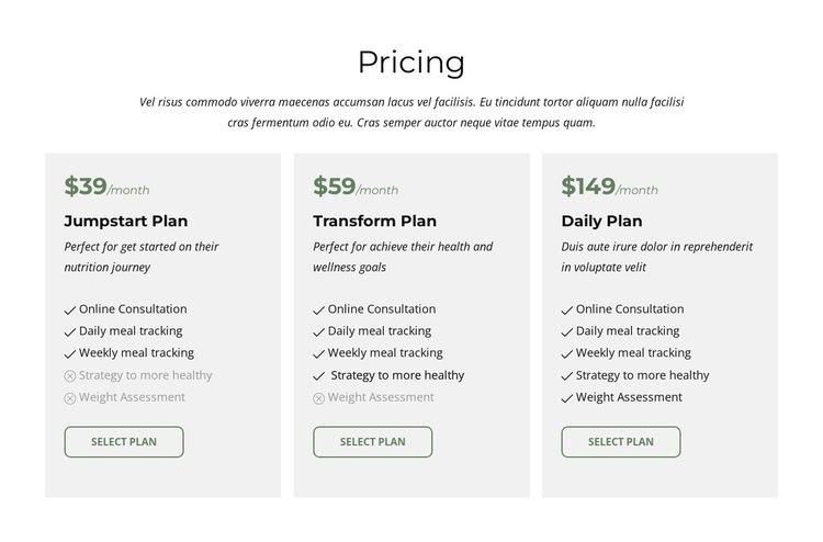 Packages and pricing HTML5 Template