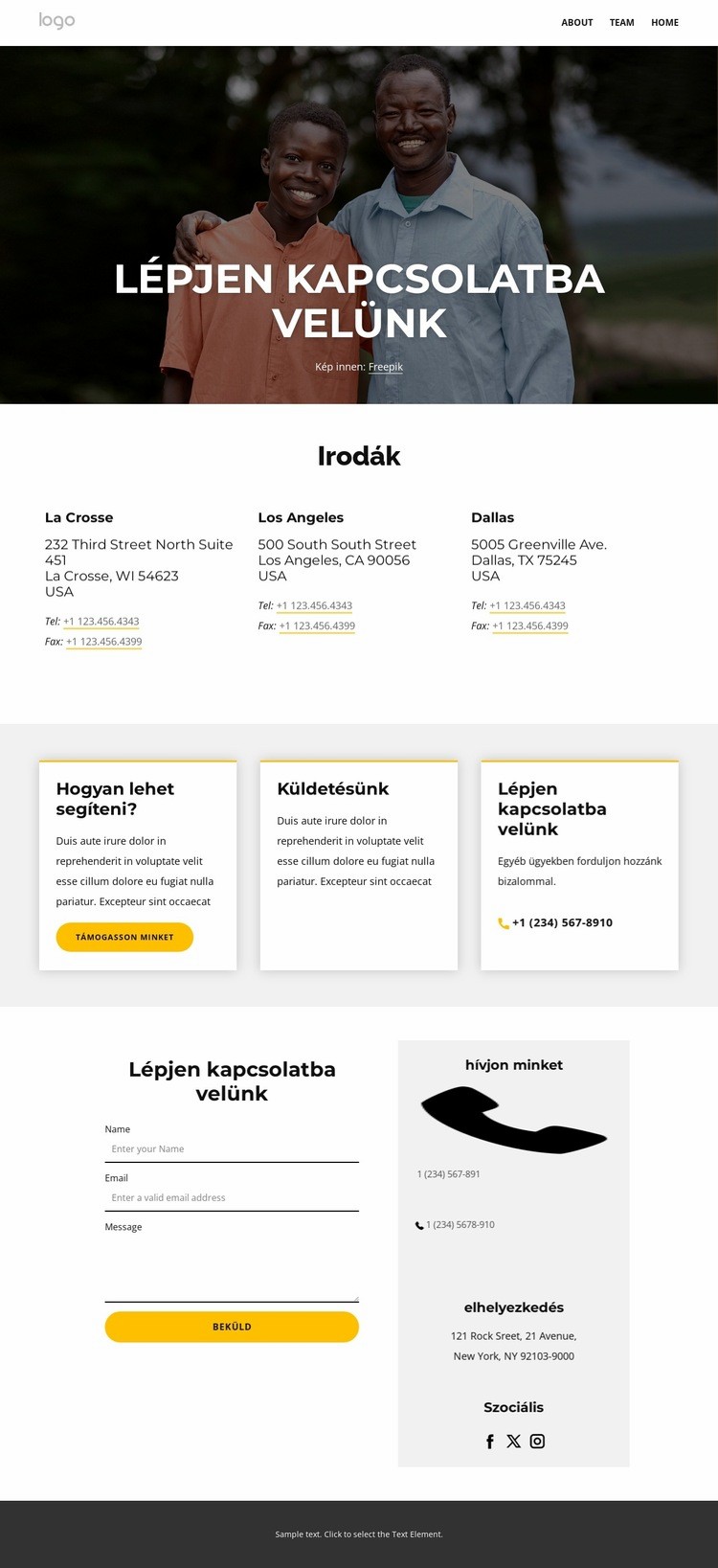 Lépjen kapcsolatba velünk oldal WordPress Téma