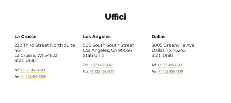 Indirizzi degli uffici Modello HTML