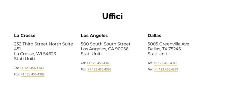 Indirizzi degli uffici Modello di sito Web