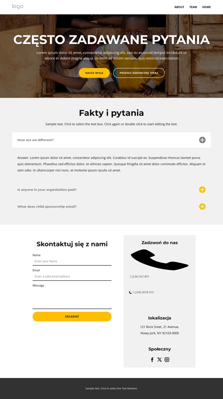 Fakty i pytania psge Motyw WordPress