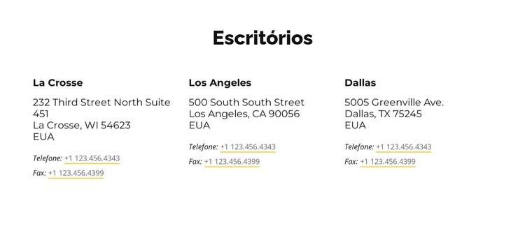 Endereços dos escritórios Template CSS