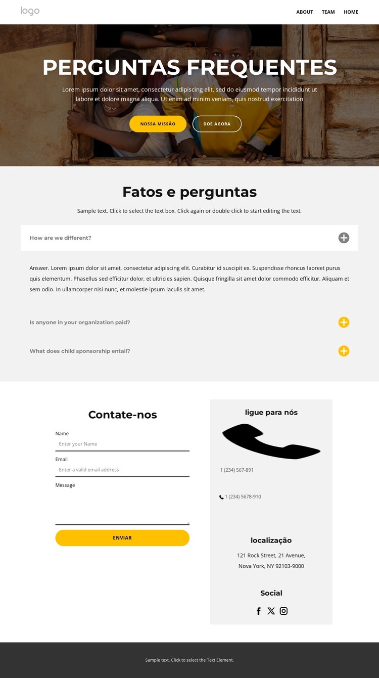 Fatos e perguntas psge Template CSS