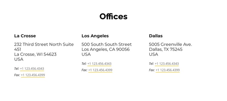 Offices  addresses Template