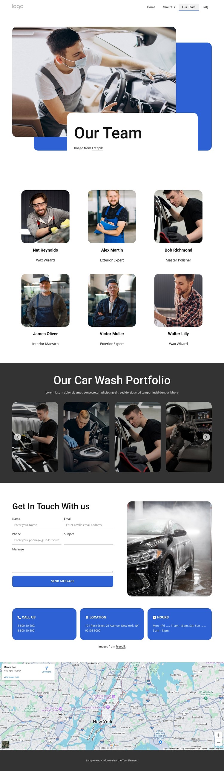 Car wash service team CSS Template