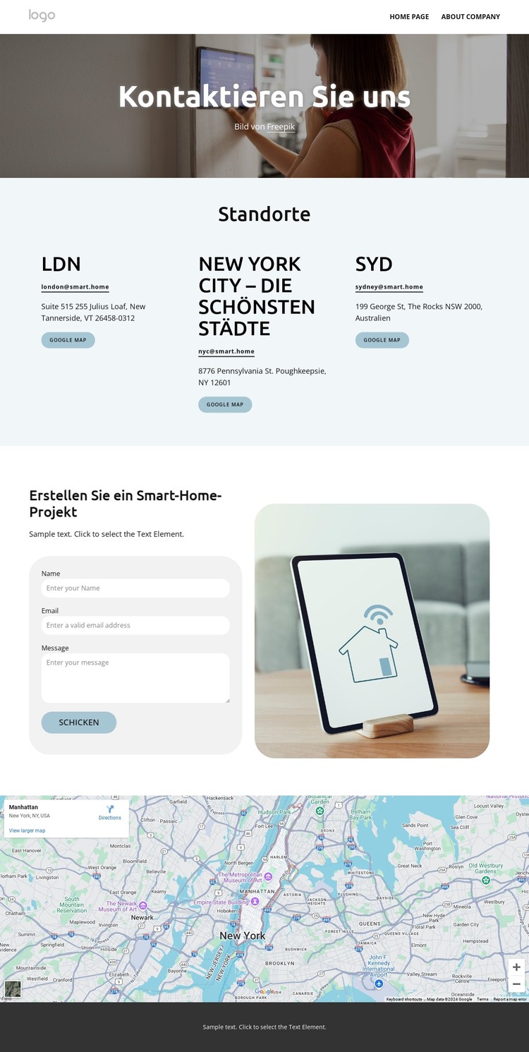 Smart Home Kontakte CSS-Vorlage