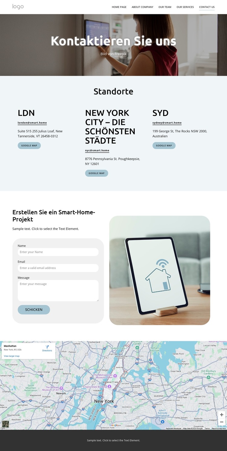 Smart Home Kontakte HTML-Vorlage